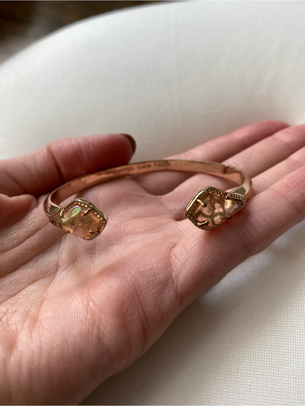 Kendra Scott Rose Gold Open Cuff with Light Pink Stones